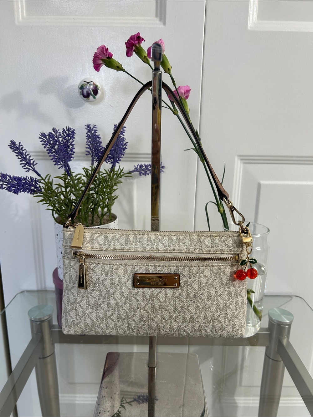 Michael Kors Vintage Beige and Gold Mini Bag